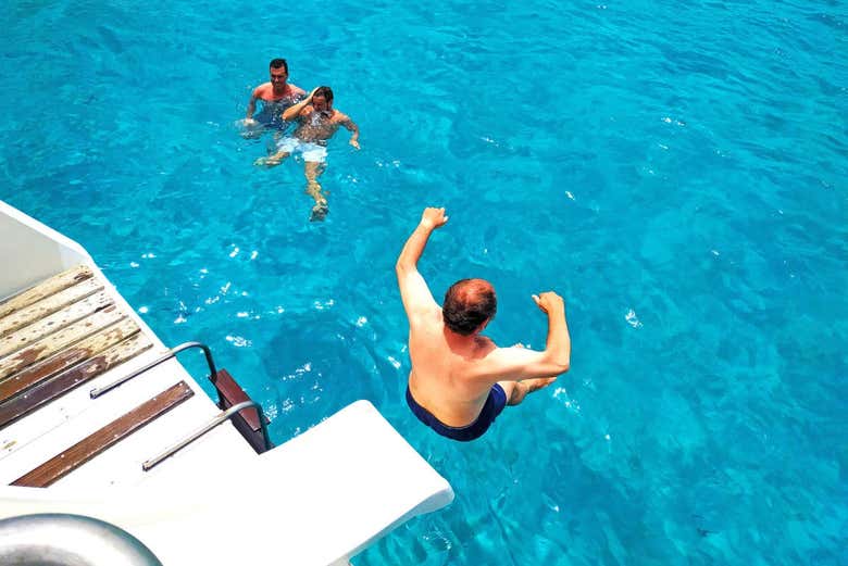 Jumping off the boat