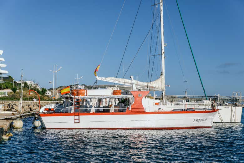 Hop on our wooden boat