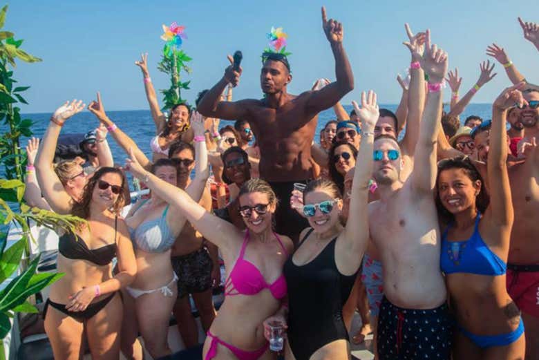 Enjoying the party on the boat