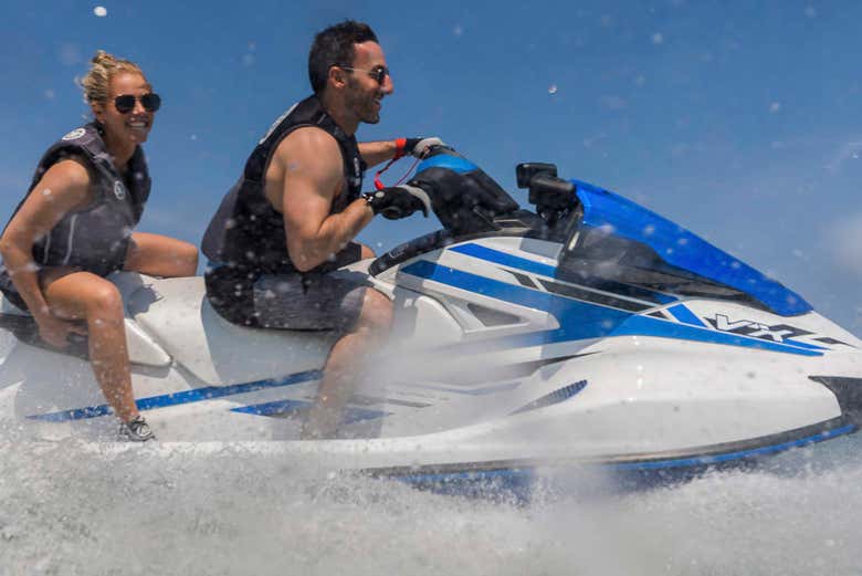 Enjoying the jet ski tour